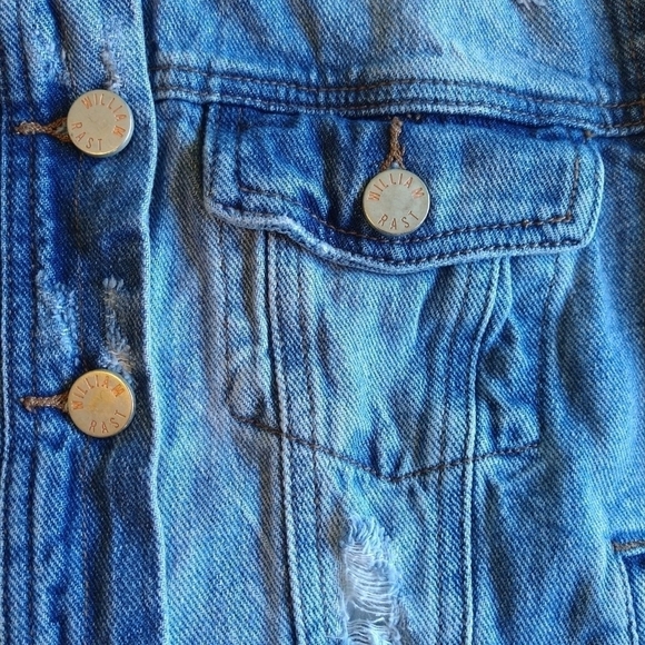 William Rast 100% Cotton Distressed Denim Button-Up Cropped Jacket - Picture 6 of 7